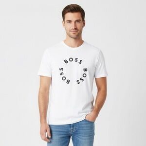 Boss White Short Sleeve Activewear Casual Graphic Logo T-Shirt Men Medium